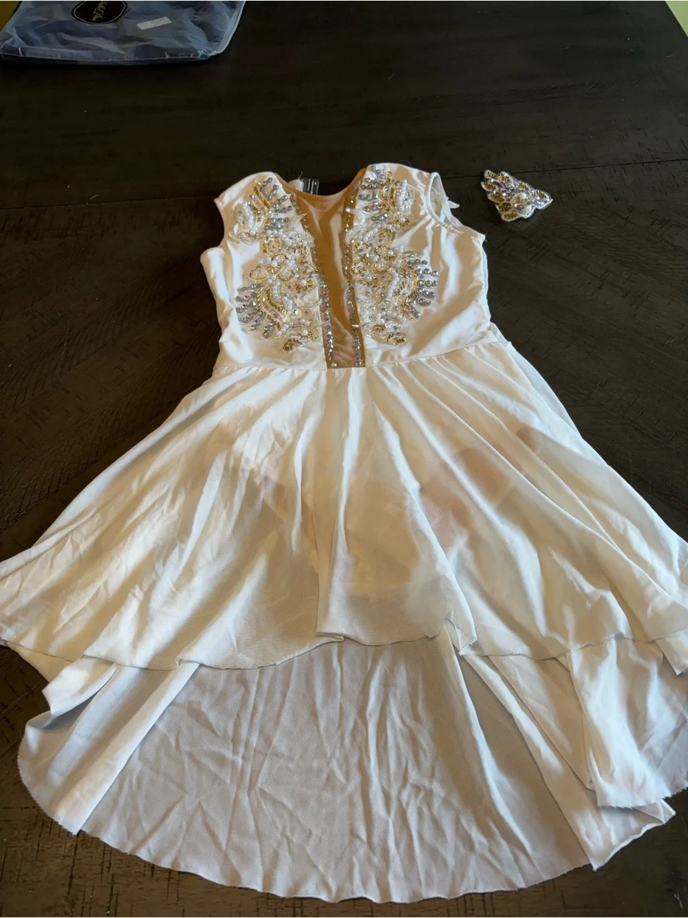 Glamour Embellished White lyrical costume with headpiece